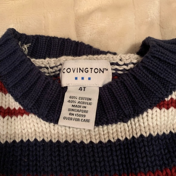 Covington stripe sweater size 4T Navy burgundy, cream and, white - Picture 5 of 5